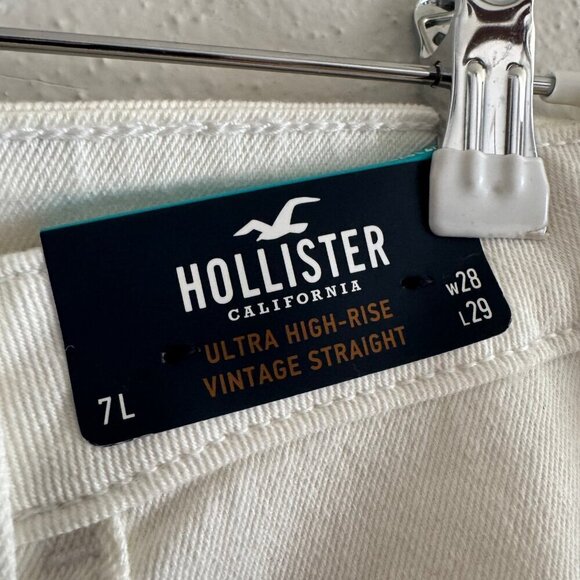 NWT Hollister Ultra High Rise White Vintage Jeans 7L - Picture 4 of 6